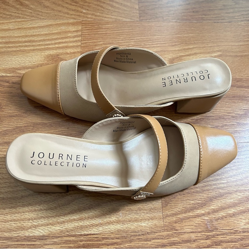 Journee Collection Women's Tan Block Heel Shoes